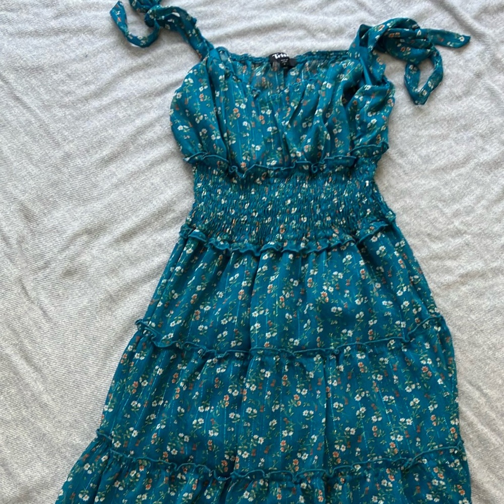 Trixxi Teal Floral Dress